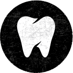 white tooth in black circle