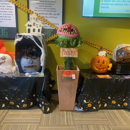Team celebrating Halloween with the community
