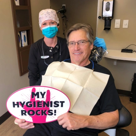 Patient receiving care from the dental team